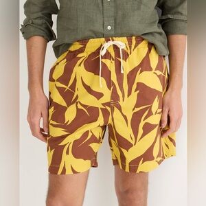 NWT J.Crew 6'' Dock Short in Print Summer Plant Yellow Bro